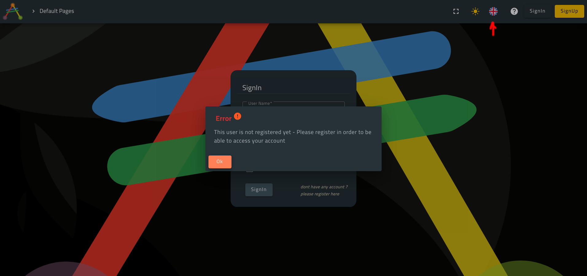 Sign In Error - English