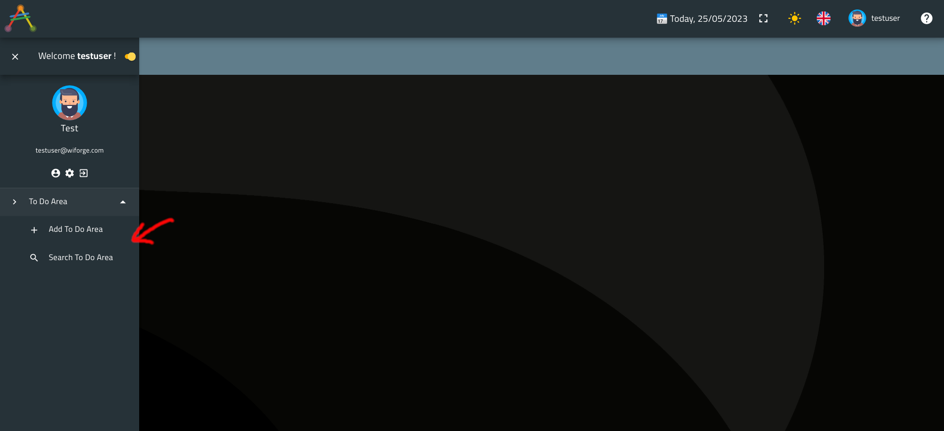 ToDoApplication - ToDoArea Use Cases menu