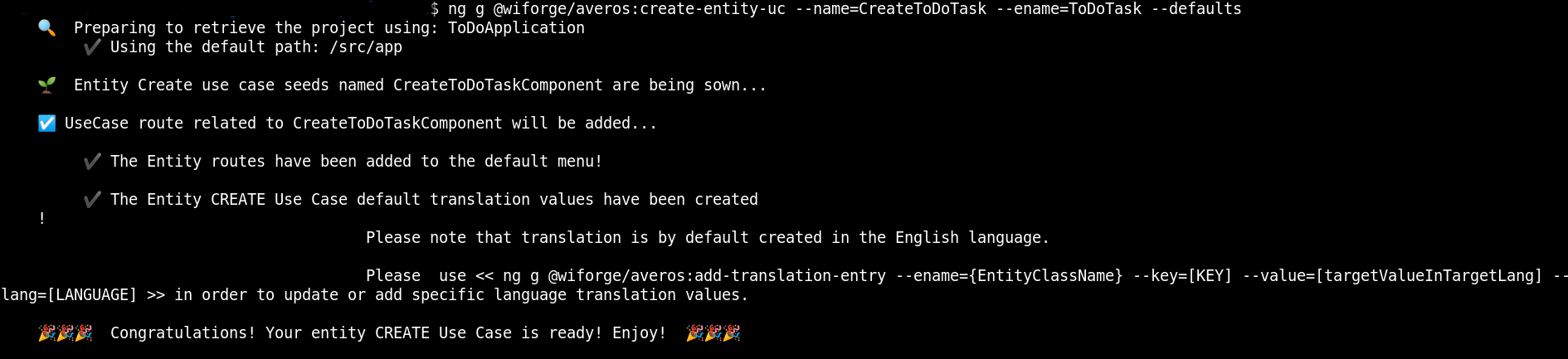 Create ToDoTask UC Command Output