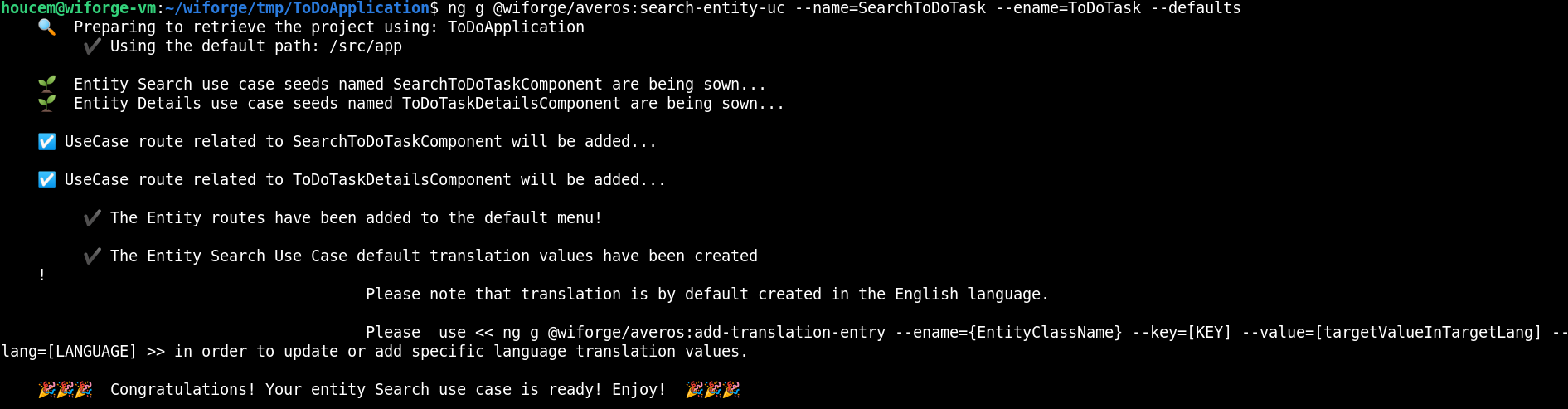 Search ToDoTask UC Command Output